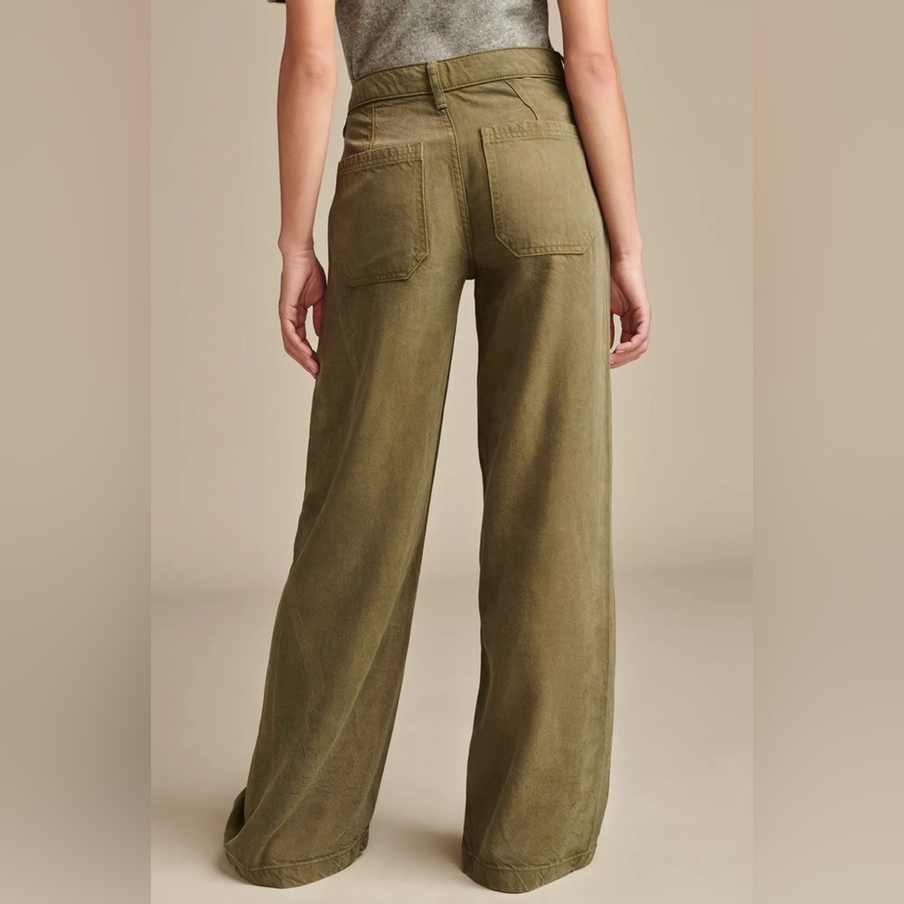 Lucky Brand Wide Leg Liquid Denim Luxe Utility Pant. Olive. Size 00/24 - Picture 2 of 14
